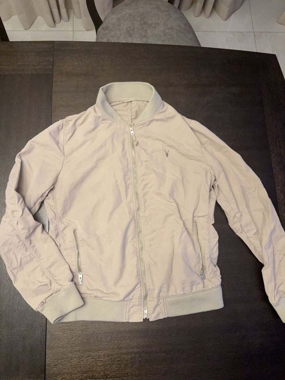 AllSaints Men's Small Beige Bomber Jacket